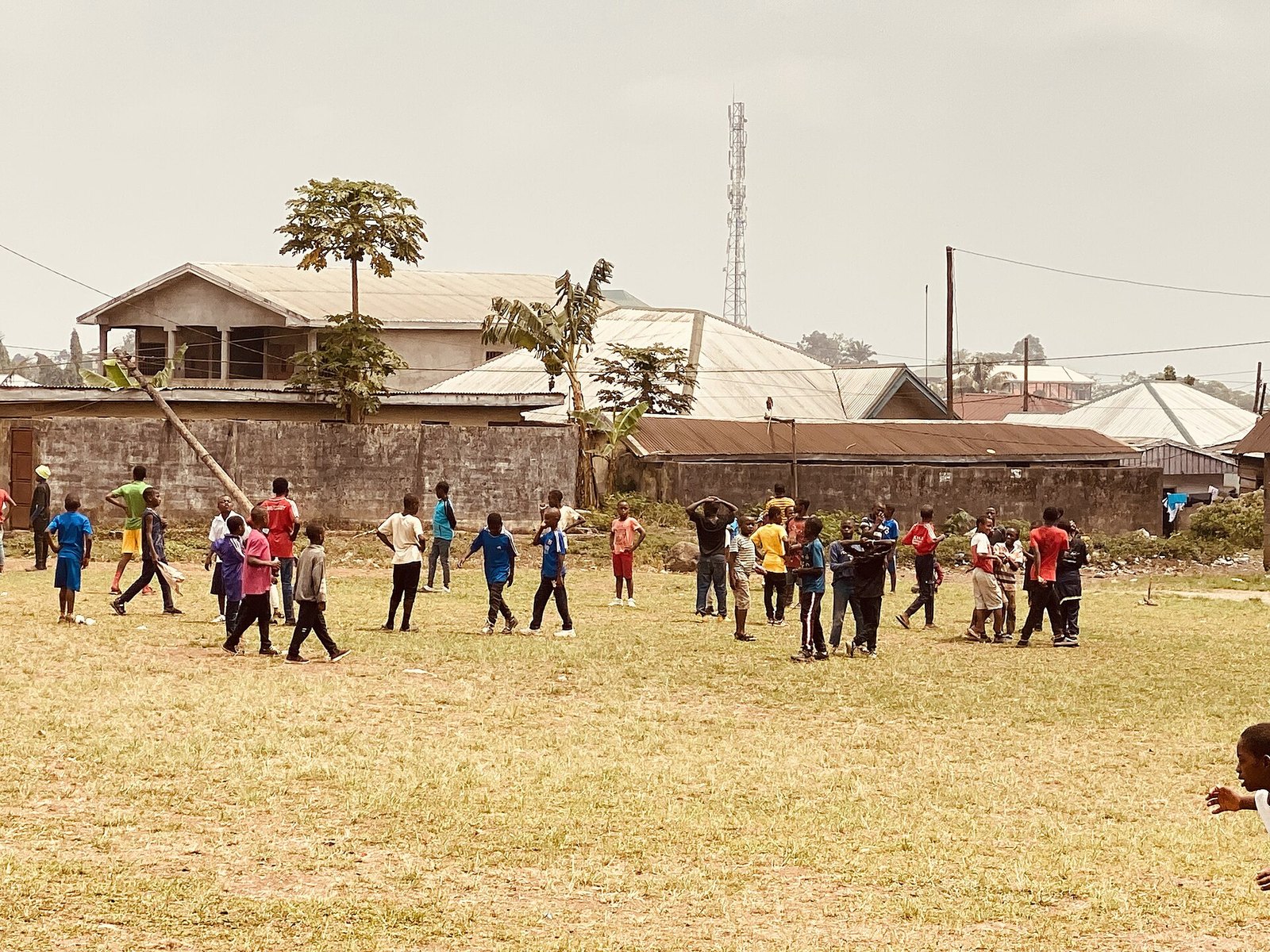 Children playing on a school field