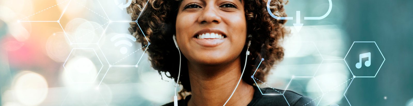 A person listening to music on headphones